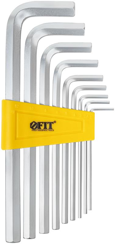 Ключ шестигранный 2-12мм длинный в пластик. держателе CrV сталь (уп.9шт) FIT 64190