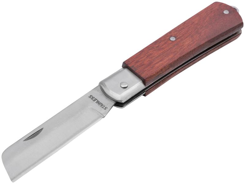 Нож электрика "Профи" складной нержав. прямое лезвие 90мм деревян. ручка FIT 10524