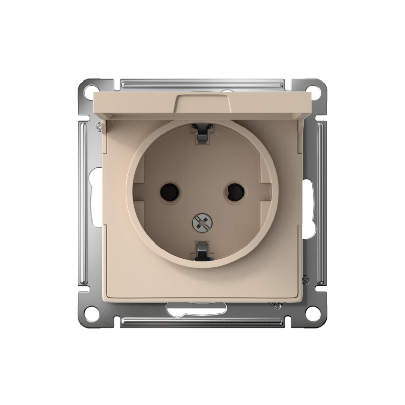 Розетка AtlasDesign 16А IP20 с заземл. защ. шторки с крышкой механизм песочн. SE ATN001246