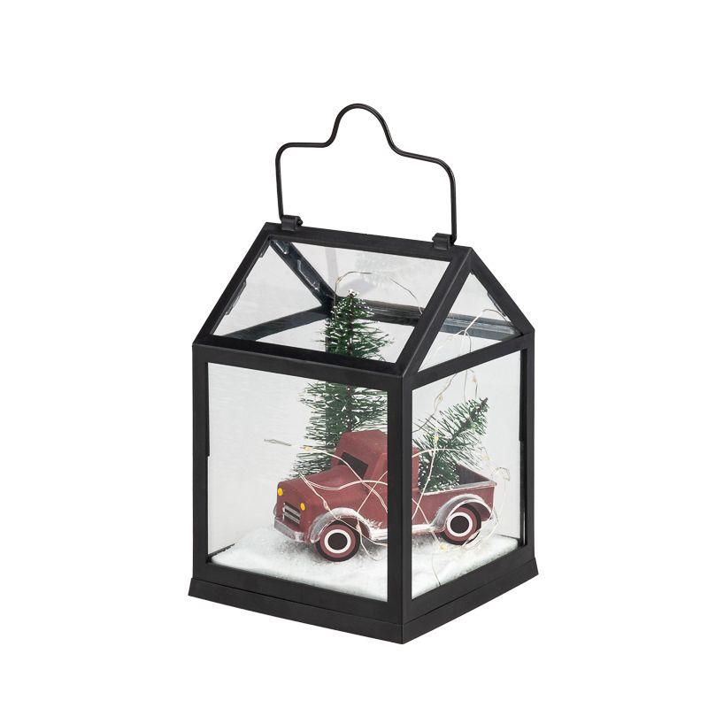 Фонарь декоративный с машиной черн. корпус размер 14х14х21см тепл. бел. 2хАА (не в комплекте) Neon-Night 513-040