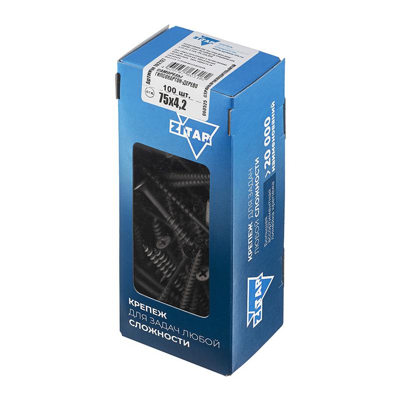 Саморез гипсокартон-дерево 4.2х75 (коробка) (уп.100шт) Tech-Krep/Zitar 102127