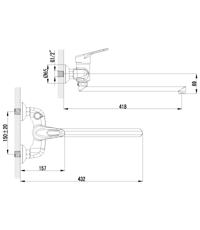 Смеситель для ванны Lemark Luna (LM4117C)