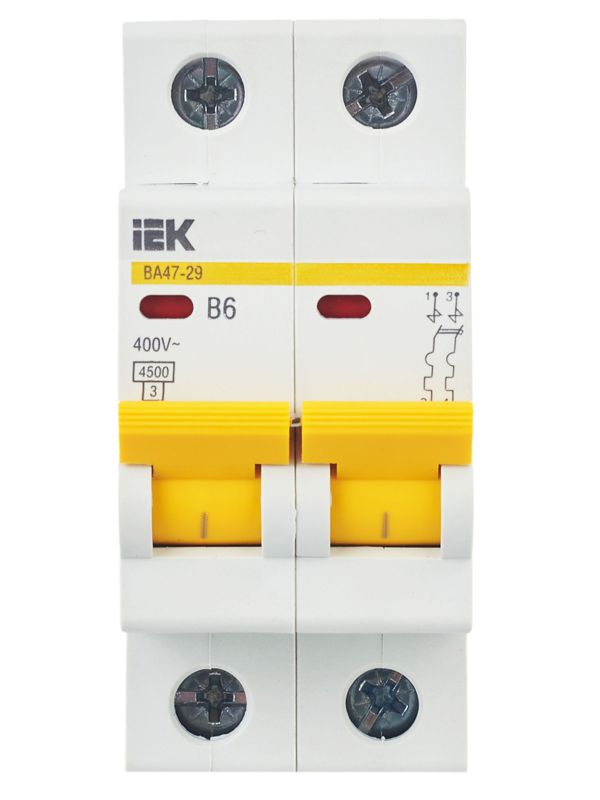 Выключатель автоматический модульный 2п B 6А 4.5кА ВА47-29 KARAT IEK MVA20-2-006-B