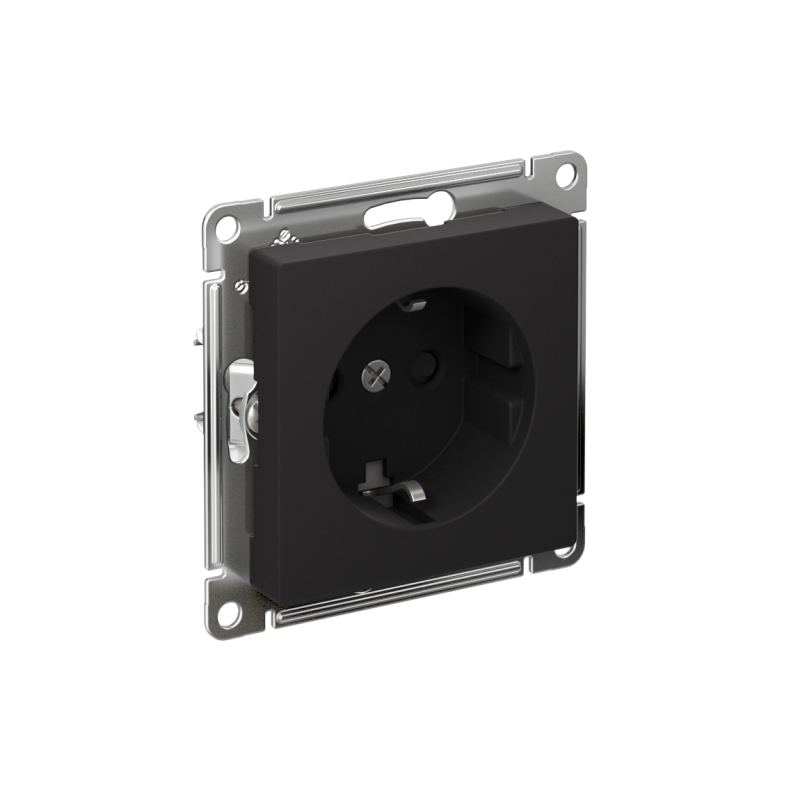 Розетка AtlasDesign 16А с заземл. защ. шторки быстрозажим. клем. механизм карбон SE ATN001045S