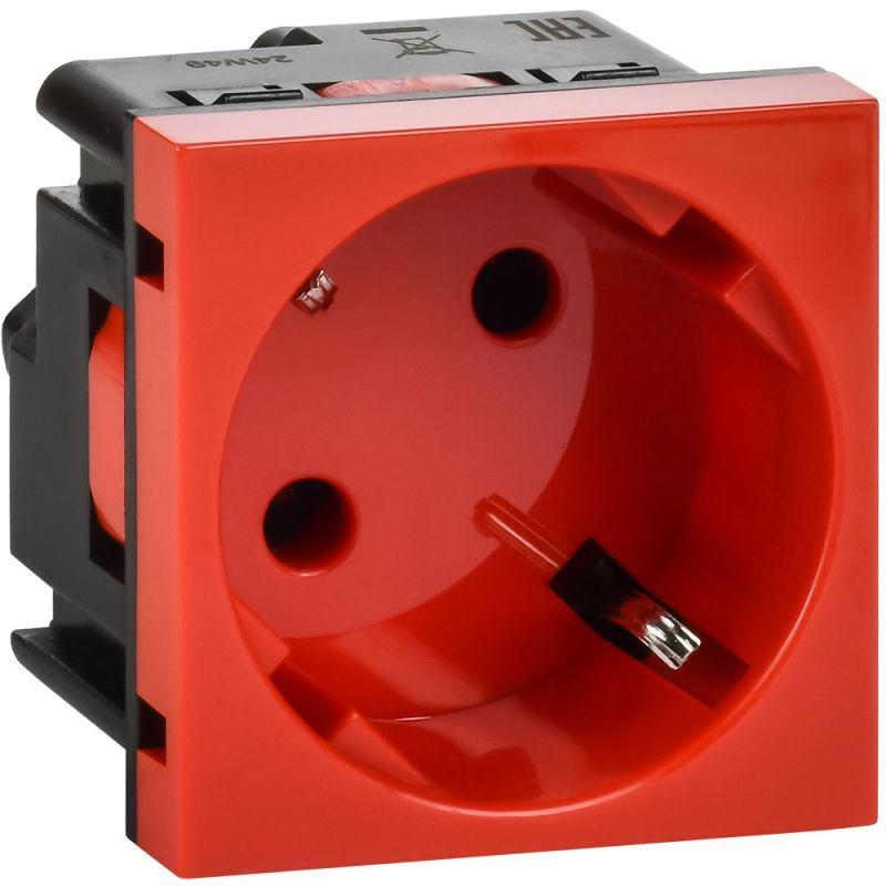 Розетка 2мод. 16А 250В 45град. с заземл. без защ. шторок винт. зажимы красн. ИЭК Leg 4525051