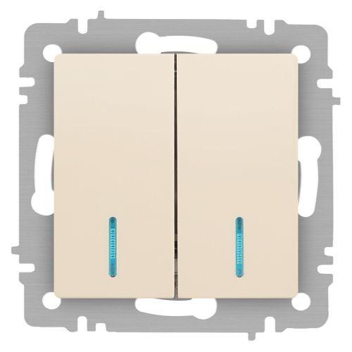 Выключатель 2-кл. СП Accent 6-105-02 10А IP20 250В с подсветкой AL/CU сл. кость Intro Б0063509