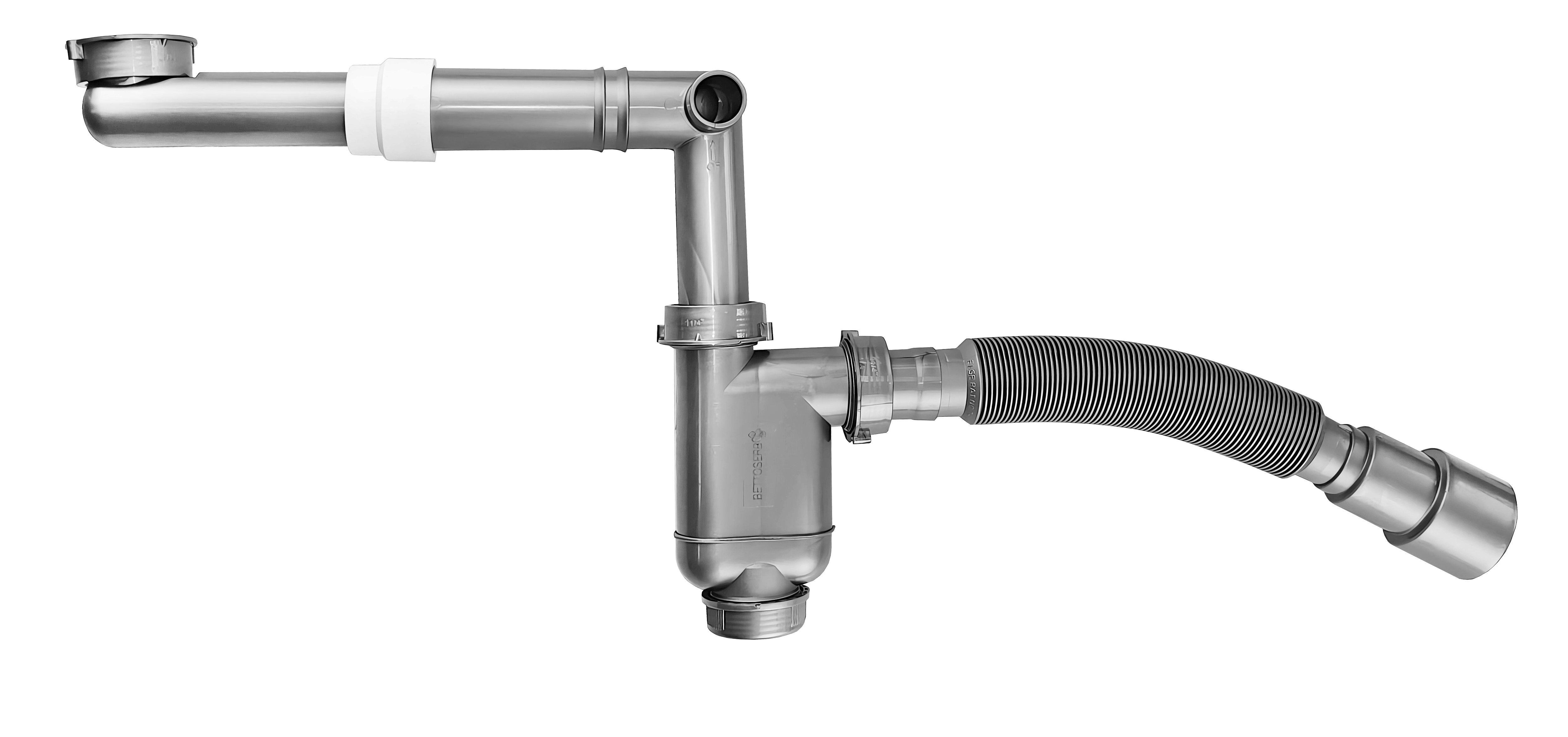 Сифон Bettoserb без выпуска, телескопический, компактный 32мм (диам), 40-40/50