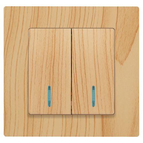 Выключатель 2-кл. СП Accent 6-105-11 10А IP20 250В с подсветкой AL/CU сосна Intro Б0063529