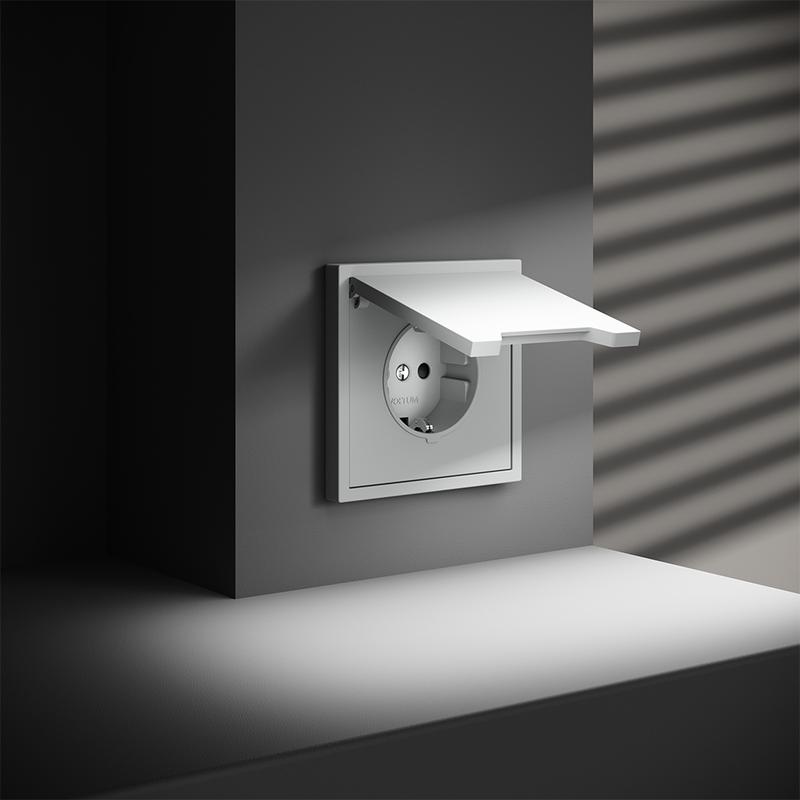 Розетка 1-м СП S70 16А с заземл. защ. шторки + крышка механизм бел. матов. Voltum VLS040302