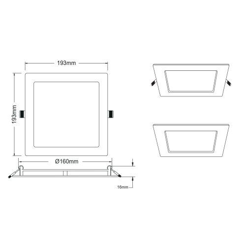Светильник светодиодный LED 2-16-4K 16Вт 4000К встраив. квадратный ЭРА Б0058404