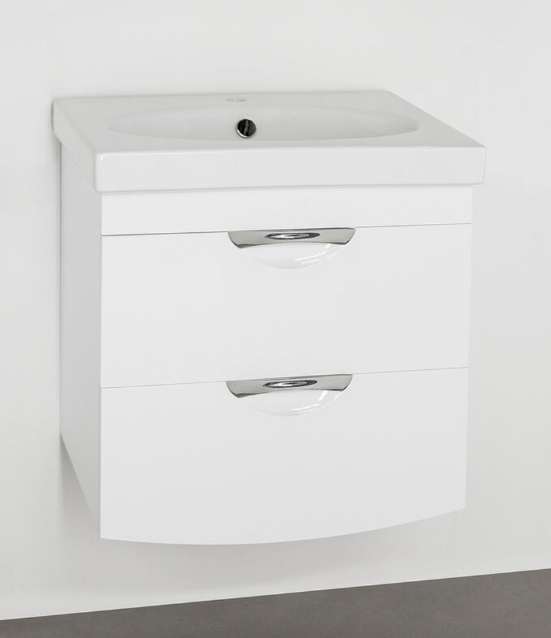 Тумба подвесная "Жасмин 2" (2 ящ.), Комо 60, Люкс белая, PLUS