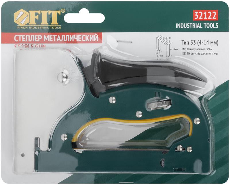Степлер для узких скоб "тип 53" 4-14мм регулировка силы удара рессорный механизм металлич. корпус FIT 32122