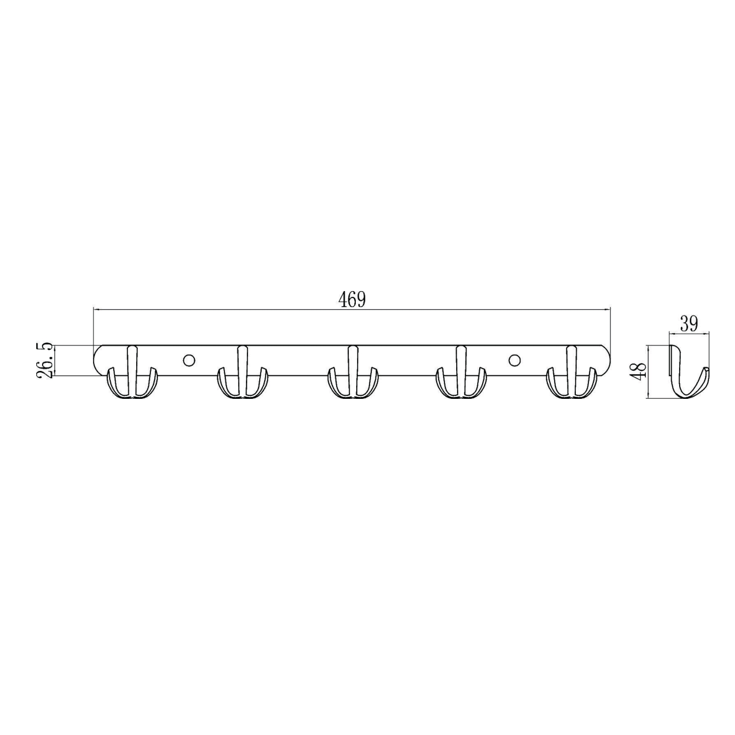 Планка с крючками Savol S-002255, хром