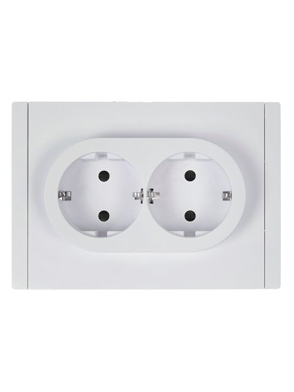 Розетка 2-м СП FORTE&PIANO FP223 16А с заземл. защ. шторки безвинт. крепл. бел. IEK FP-R24-16-1-K01