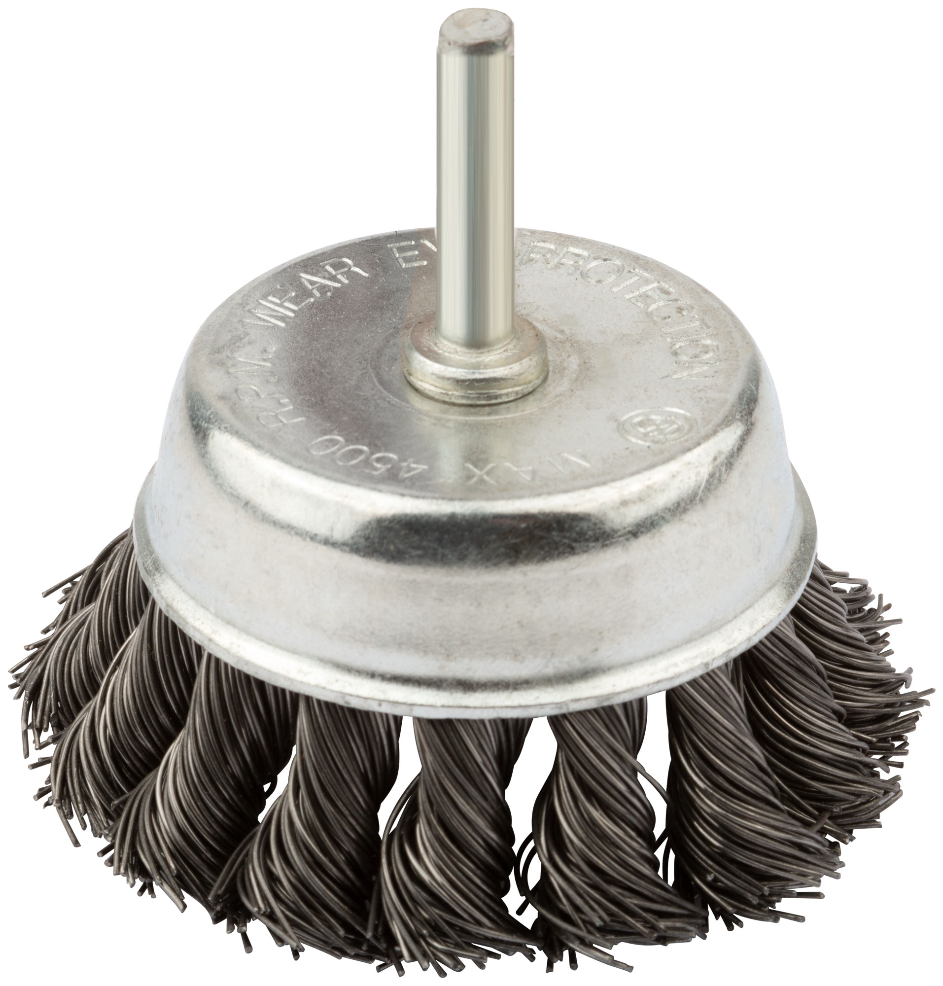 Корщетка чашечная, со шпилькой, стальная витая проволока 75 мм