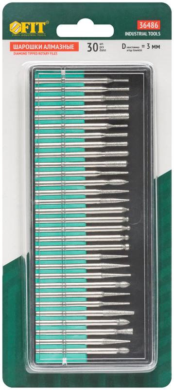 Шарошка усиленная сталь с алмазным напылением штифт 3мм 30шт FIT 36486