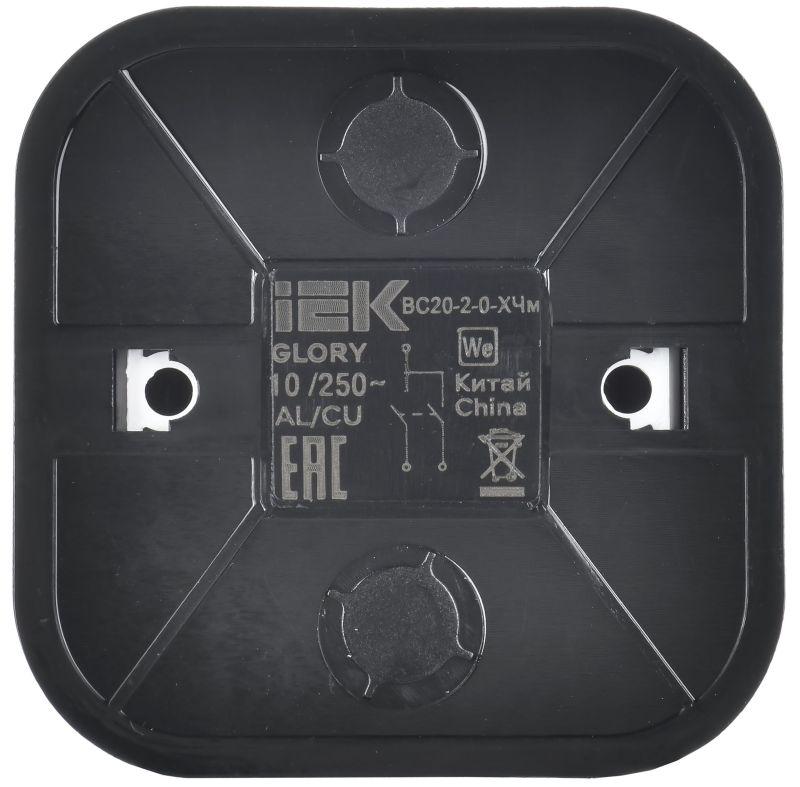 Выключатель 2-кл. ОП GLORY ВС20-2-0-ХЧм 10А черн. матов. IEK EVH20-K02M-10