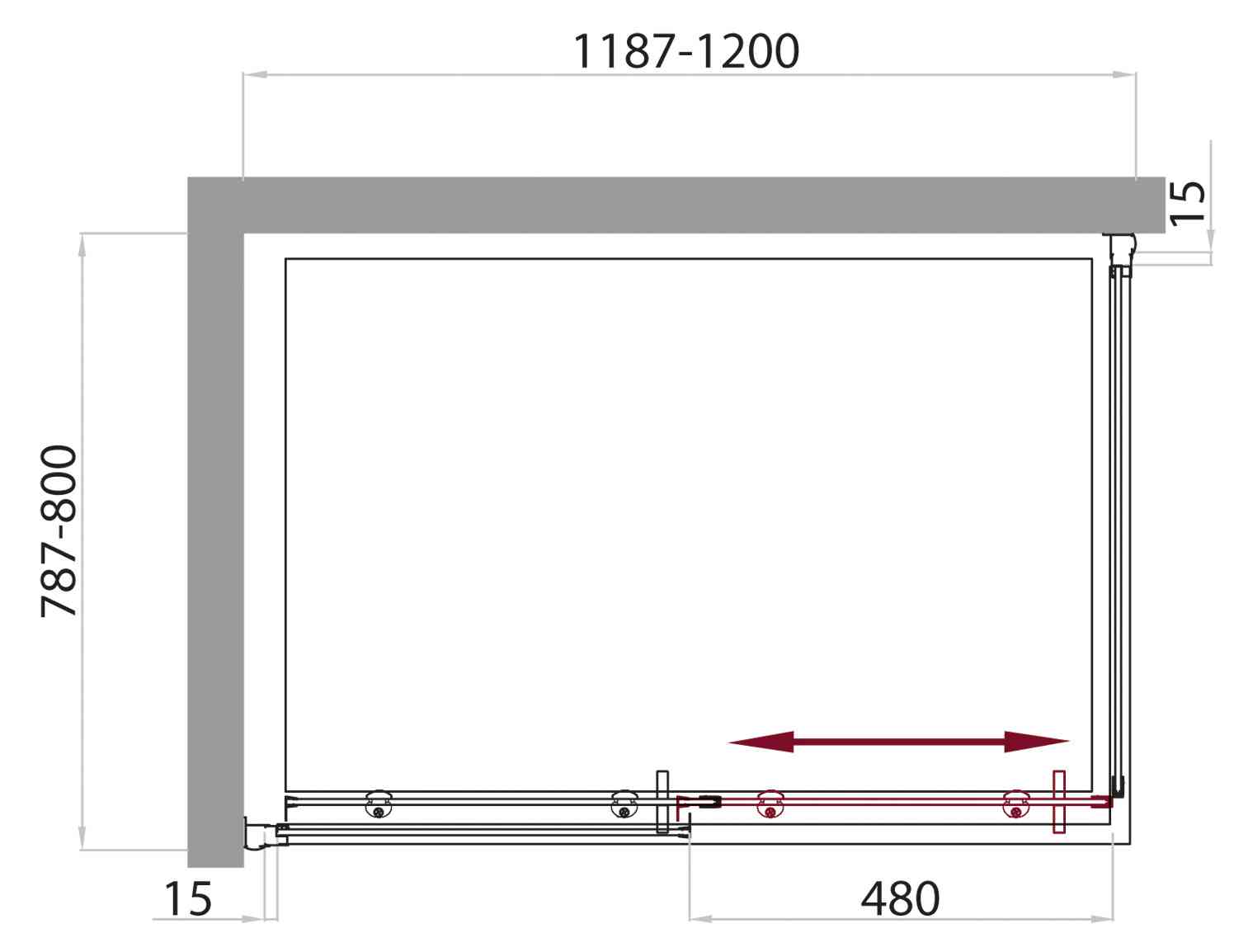 Душевой уголок BelBagno UNO-AH-1-120/80-P-Cr