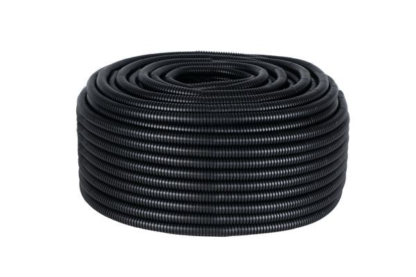 Труба гофрированная ПВХ d16мм с протяжкой черн. (уп.100м) Plast EKF tg-z-16-100-black