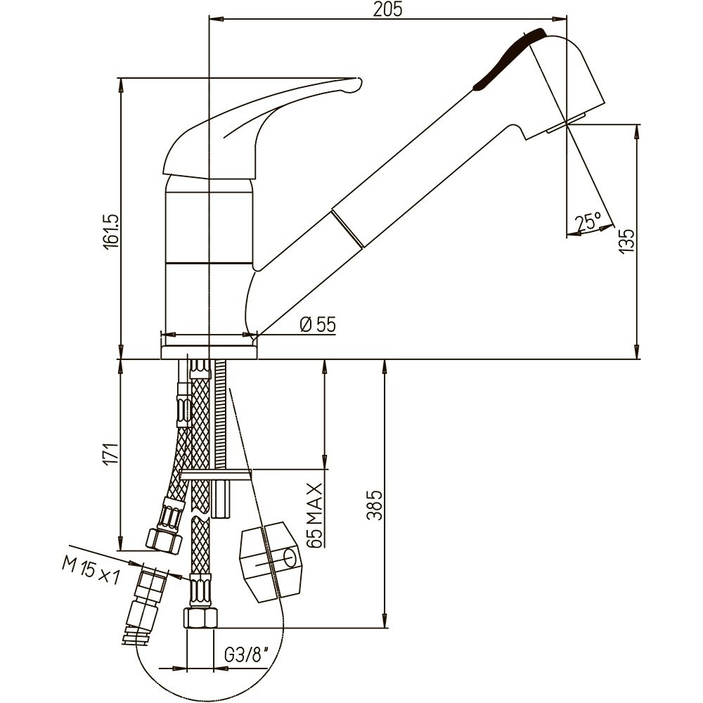 Смеситель Paini Creta 42CR568LMKM для кухни