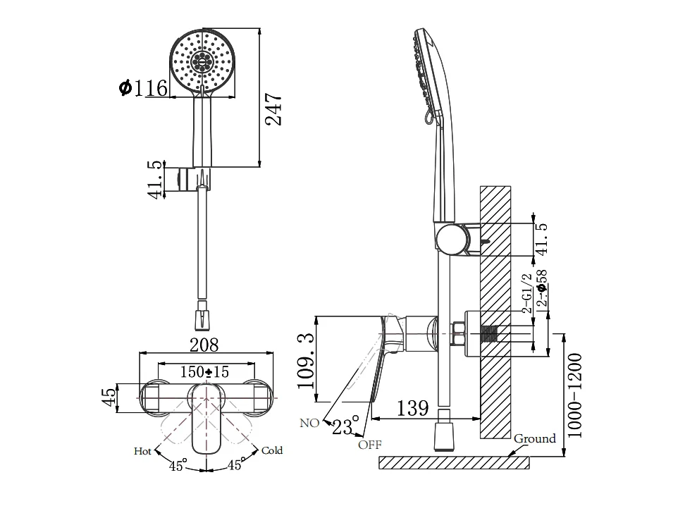 Смеситель для душа ARROW AG3503MB-A, с душевым гарнитуром, черный матовый