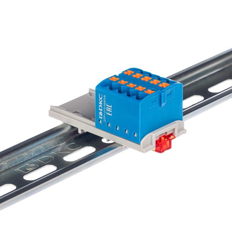 Блок распределительный зажим push-in 10 точек подключения 25кв.мм син. DKC DTP1-010-04SPUB