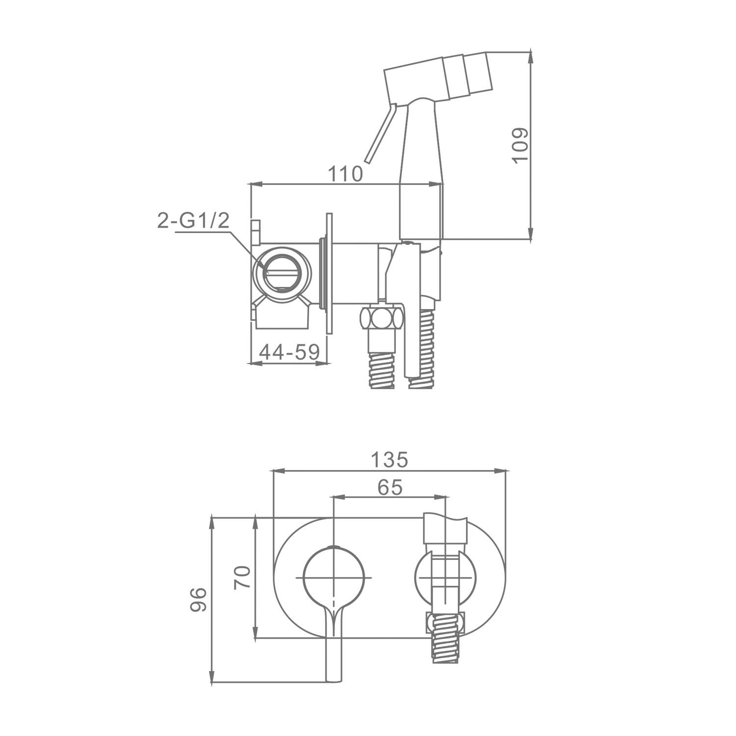 Гигиенический душ со смесителем  Raglo R20.52.03, сатин золотой