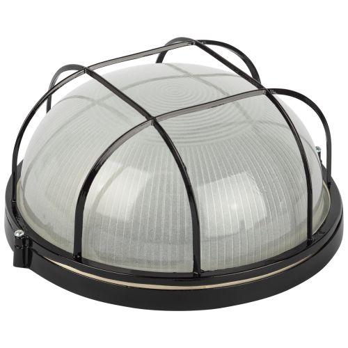 Светильник НБП 03-100-002 1х100Вт E27 IP54 акватермо алюм./стекло D240 круг черн. с решеткой Эра Б0063876