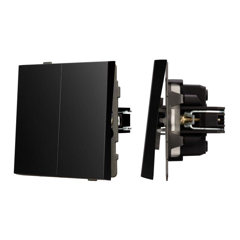 Механизм выключателя двухклавишный проходной SWT-TENDO-MKP2-PL-BK 230В 10А Arlight 054067