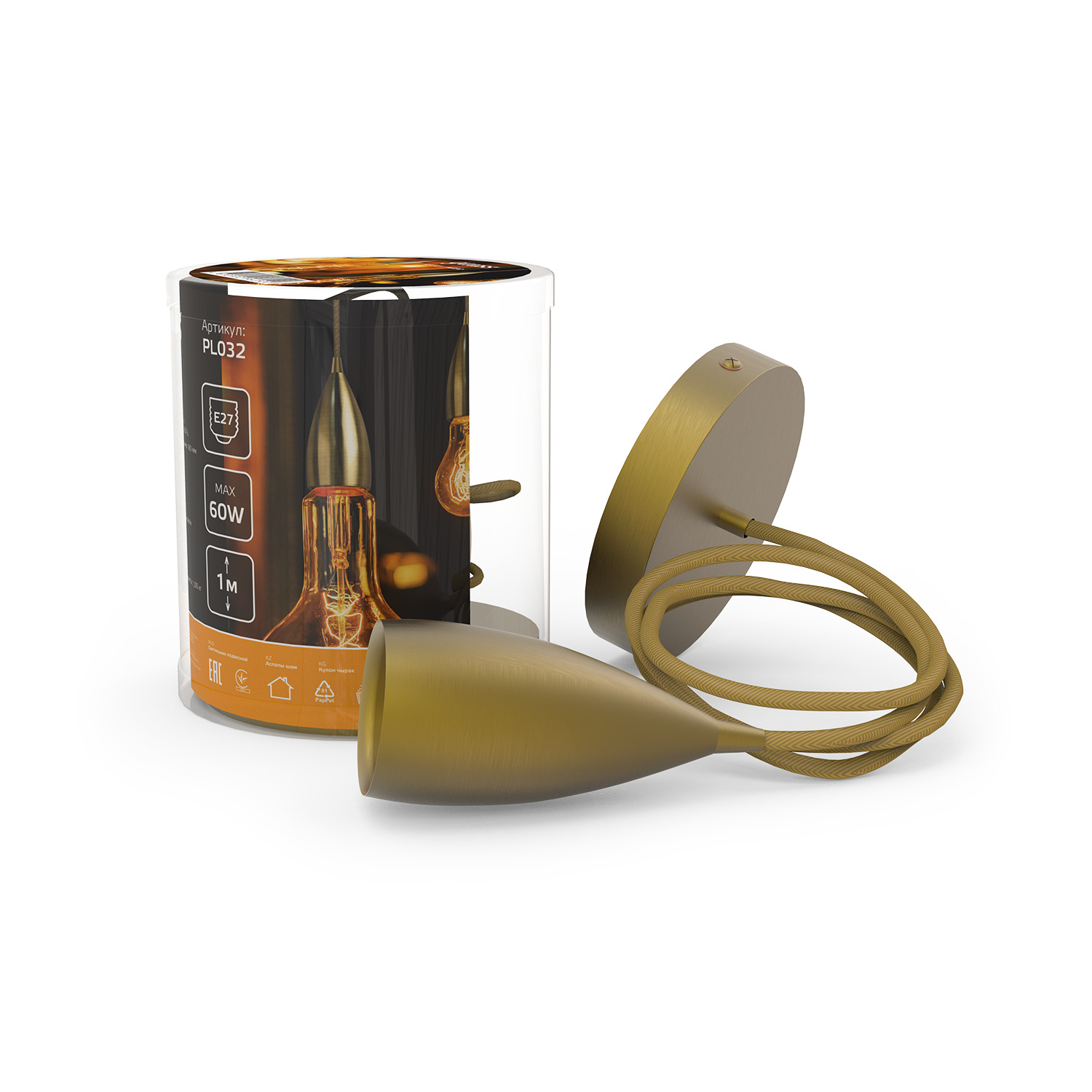 Светильник подвесной под лампу 1хE27 AC 220В Бронзовый IP20 1000х50х105мм Алюминий Decor Gauss