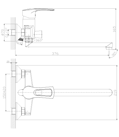 Смеситель для ванны Rossinka T (T40-32)