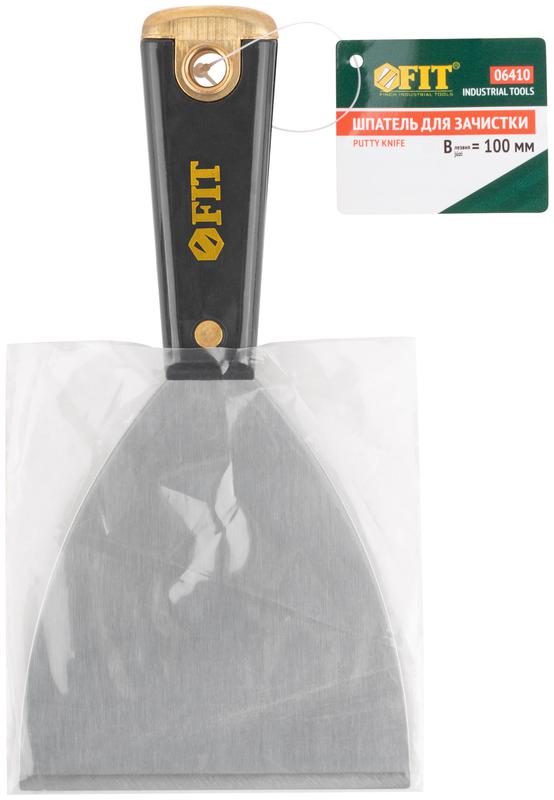 Шпатель для удаления ржавчины профи толщ. лезвия 1мм пластик. ручка сметал. бойком 4дюйм (100мм) FIT 06410