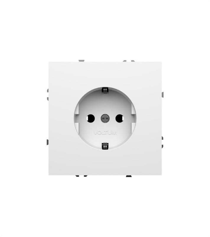 Розетка 1-м СП S70 16А с заземл. механизм бел. глянцевый Voltum VLS040101