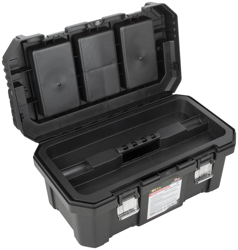 Ящик для инструмента пластиковый 20дюйм 500х280х225мм металл. замки. алюм. ручка FIT 65589