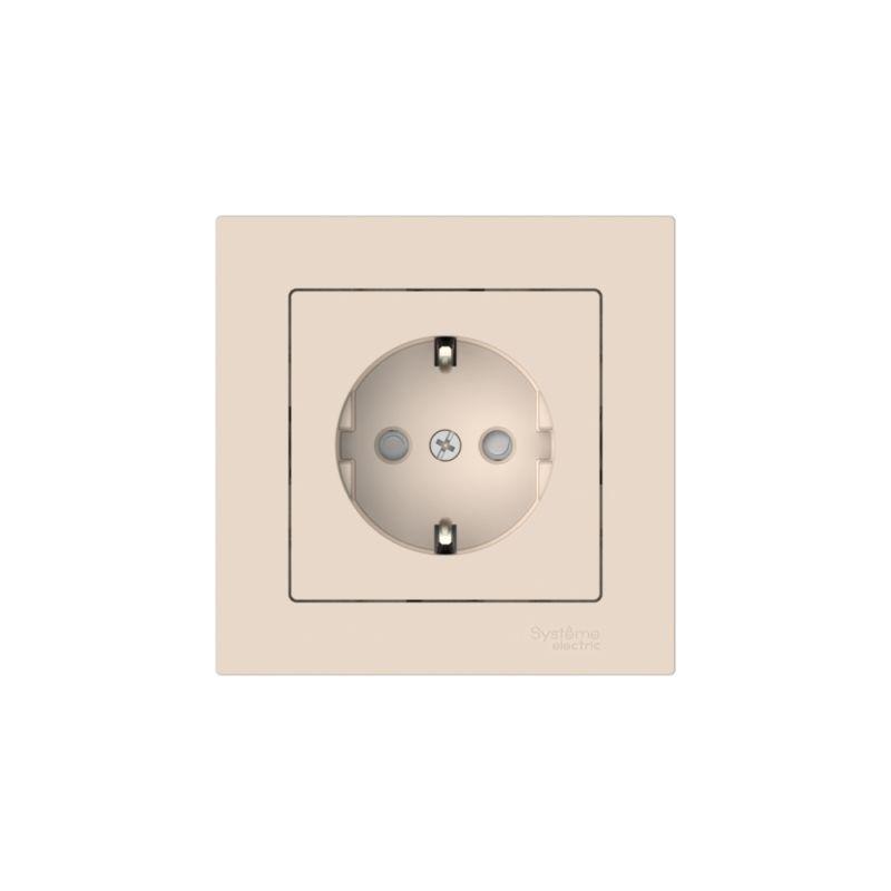 Розетка AtlasDesign 16А с заземл. защ. шторки быстрозажим. клем. в сборе беж. SE ATN000244S