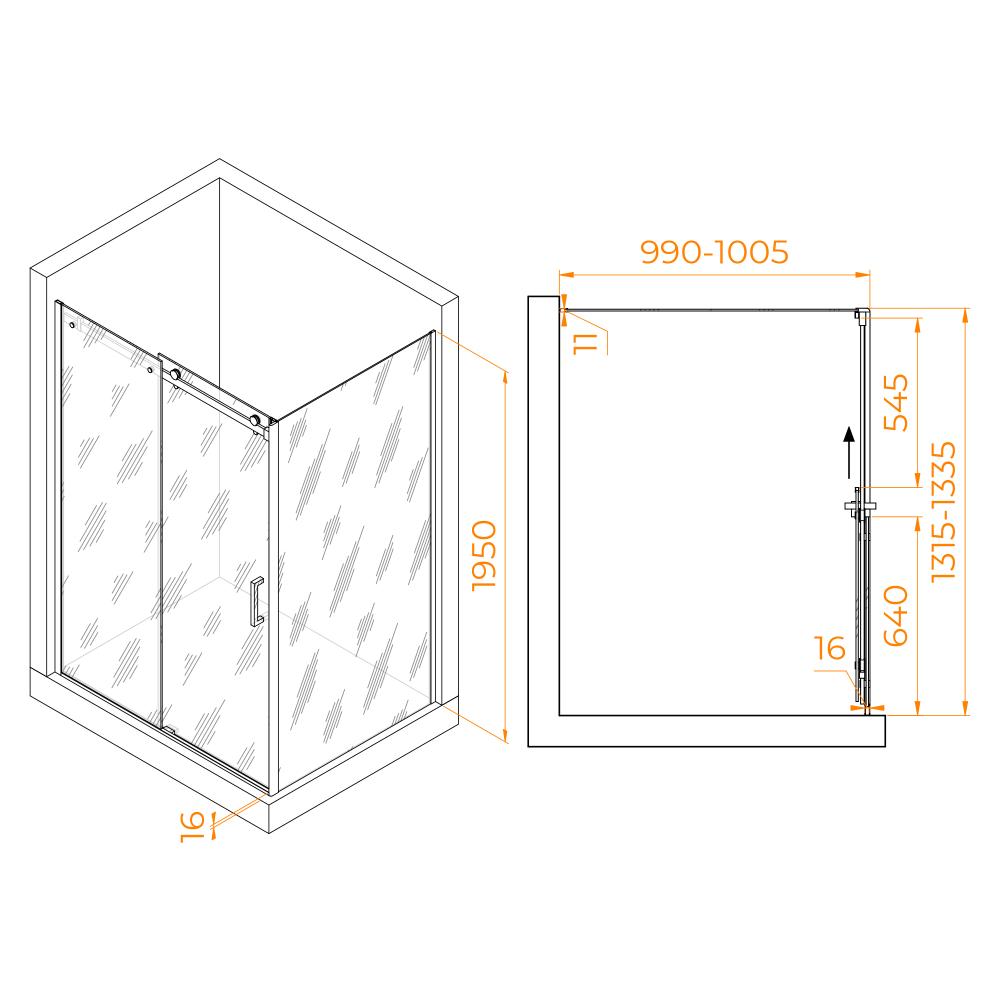 Душевой уголок RGW TO-44-1 (TO-14 + Z-060-2), 020744130-11