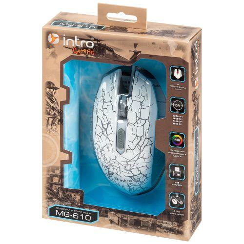 Мышь MG610 игровая проводная 1200-3600dpi бел. Intro Б0056136