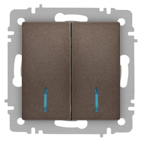 Выключатель 2-кл. СП Accent 6-105-08 10А IP20 250В с подсветкой AL/CU бронза Intro Б0063523