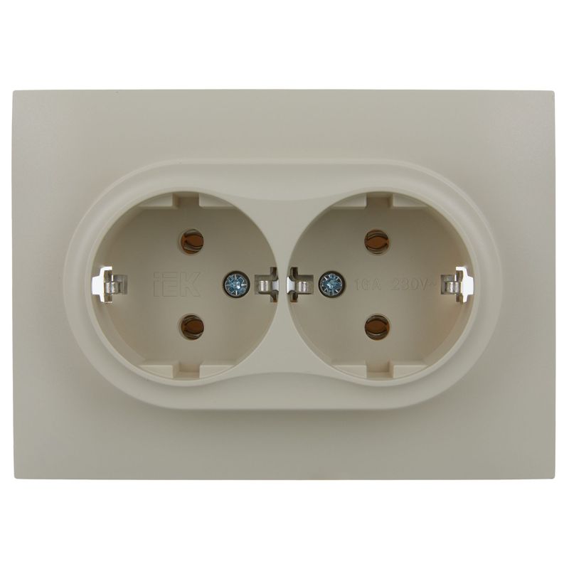 Розетка 2-м SKANDY 16А с заземл. без защ. шторок в сборе SK-R08B беж. IEK SK-R21-16-K10-F
