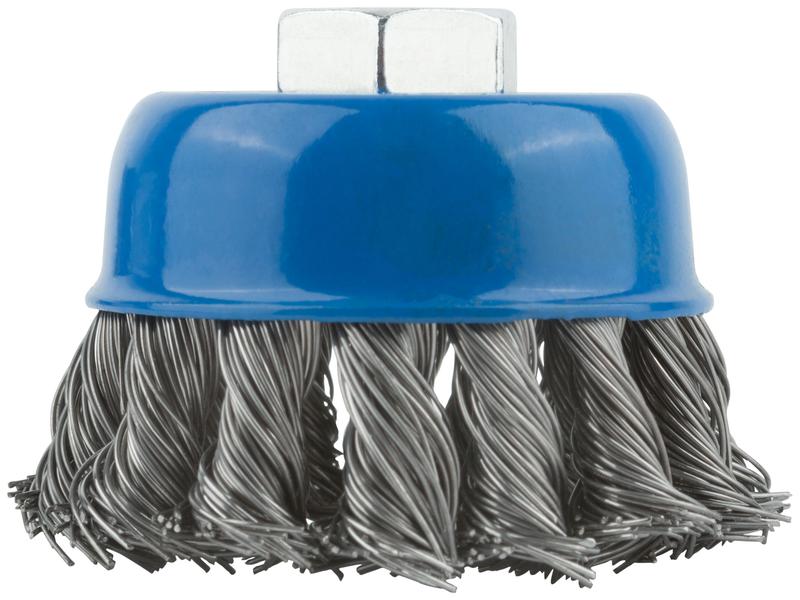 Корщетка тип "чашка" гайка М14 стальная витая проволока 65мм MOS 38951М