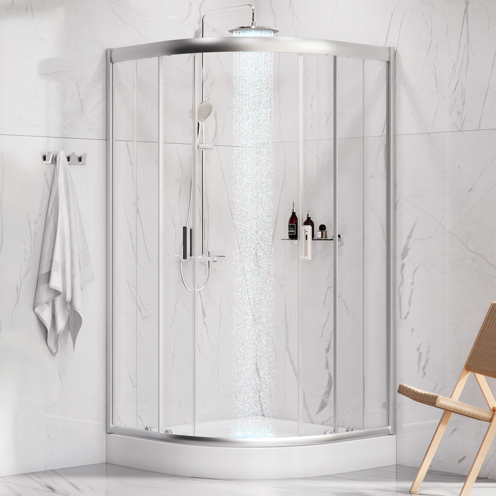 W90G-401-100WT Gem душевое ограждение 100х100, стекло прозрачное, профиль матовое серебо,без поддона