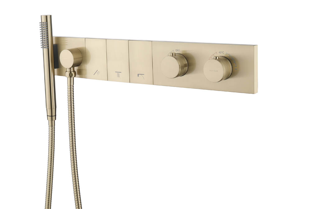 Смеситель ZODIAC THERMO с ручным душем MATT GOLD