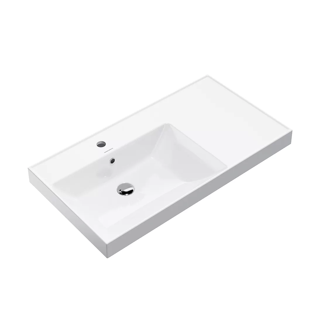 Раковина CUBO левая подвесная\мебельная 90, белая глянцевая