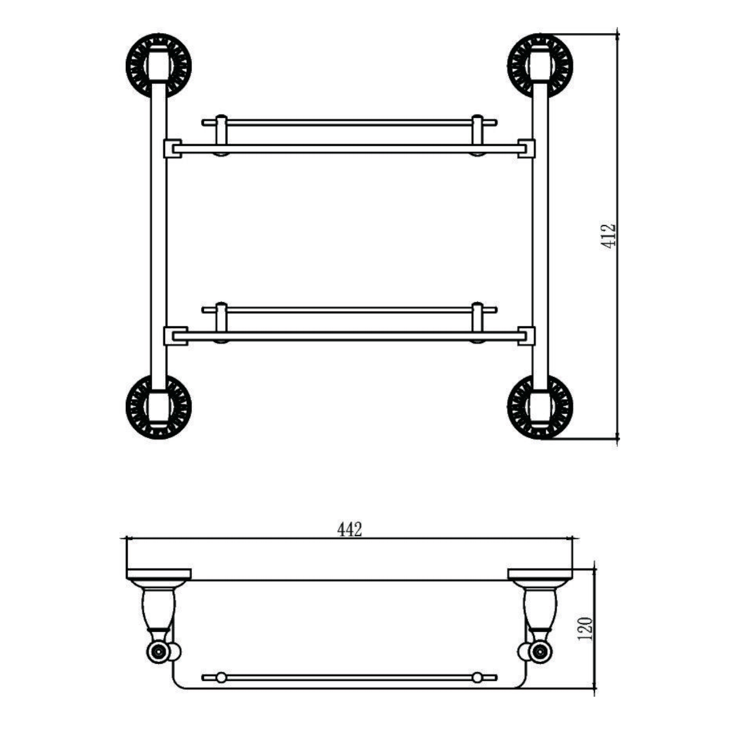 Полка стеклянная Savol S-006622C, бронза