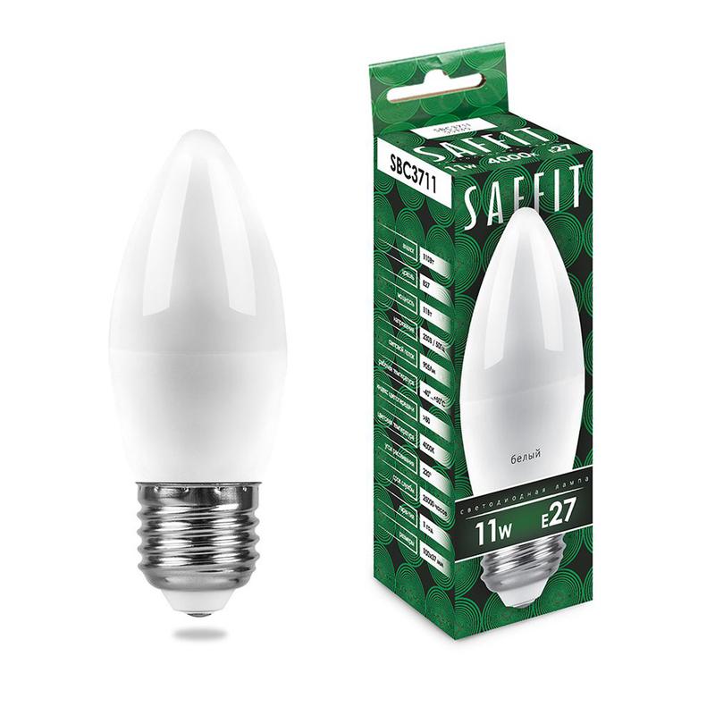 Лампа светодиодная 11Вт 230В E27 4000К C37 SBC3711 SAFFIT 55135