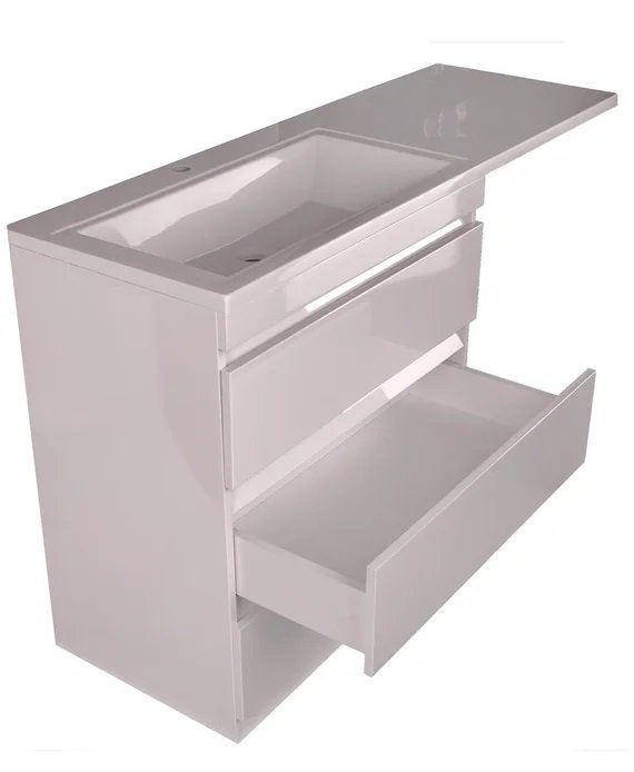 Тумба напольная "Даллас 150", 3 ящика, Люкс белая, PLUS