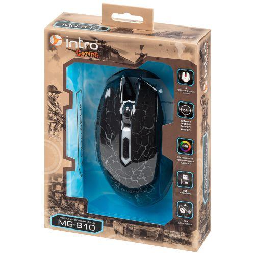 Мышь MG610 игровая проводная 1200-3600dpi черн. с ковриком Intro Б0056135