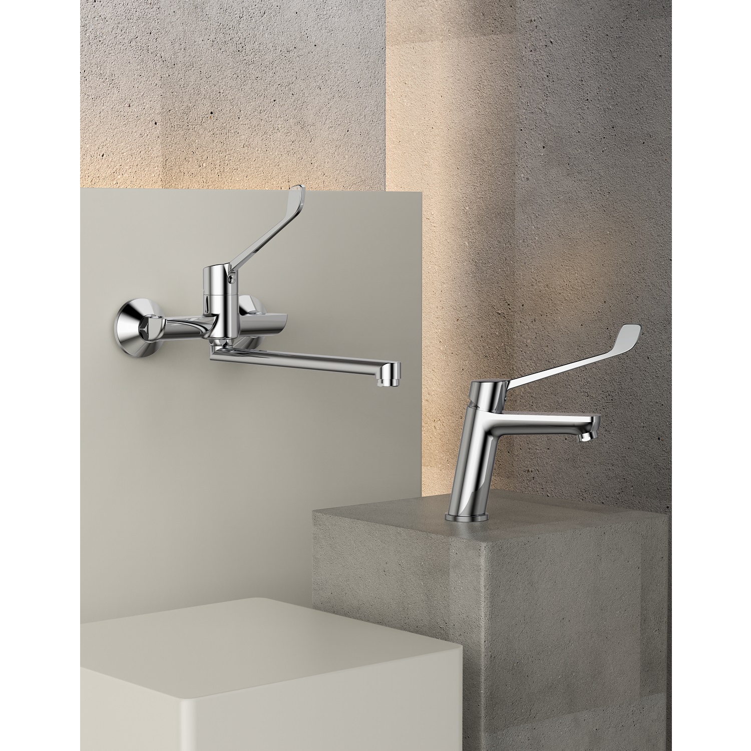 Смеситель для раковины с хирургической ручкой  Splenka S08.21, хром