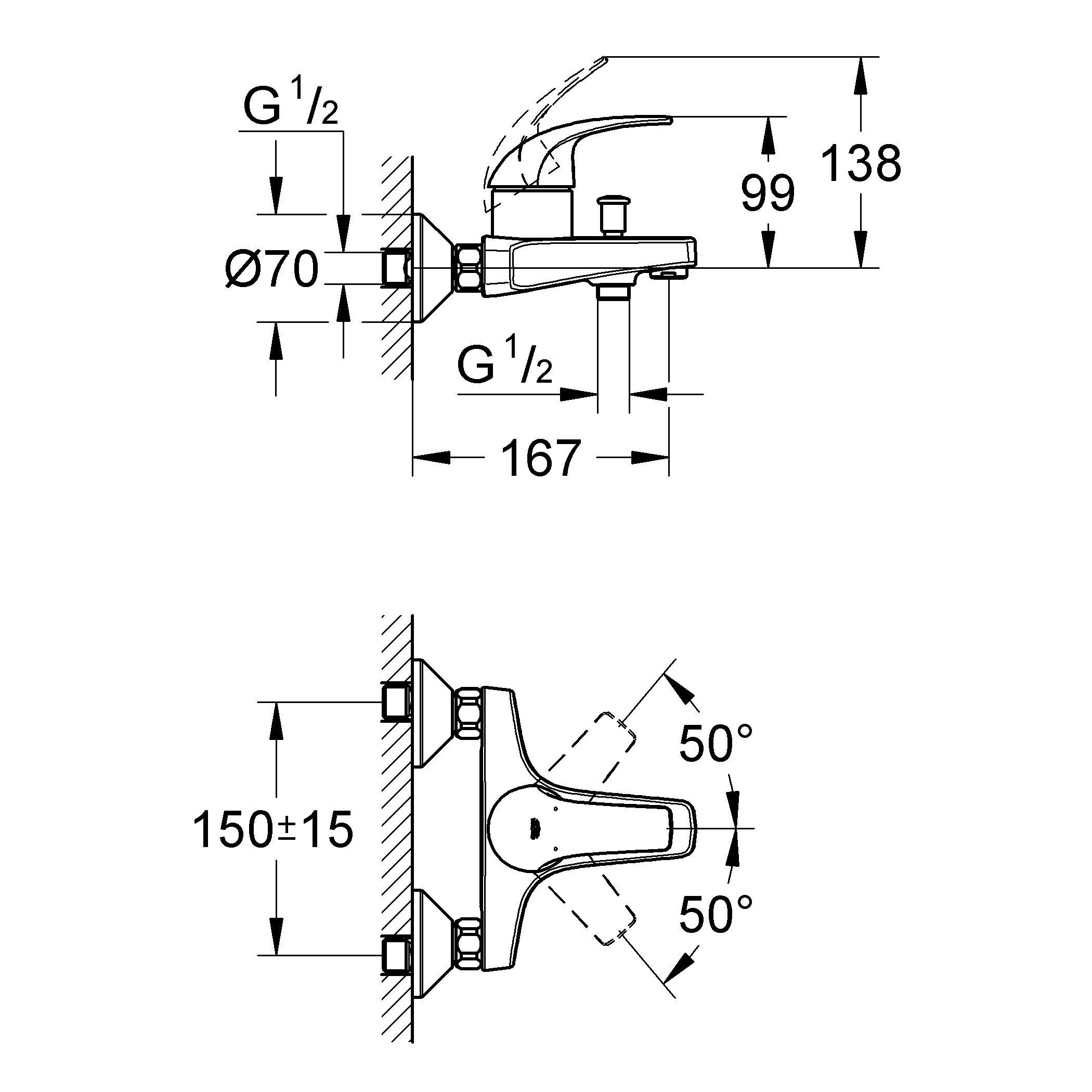 Смеситель Grohe BauCurve 23599000 для ванны