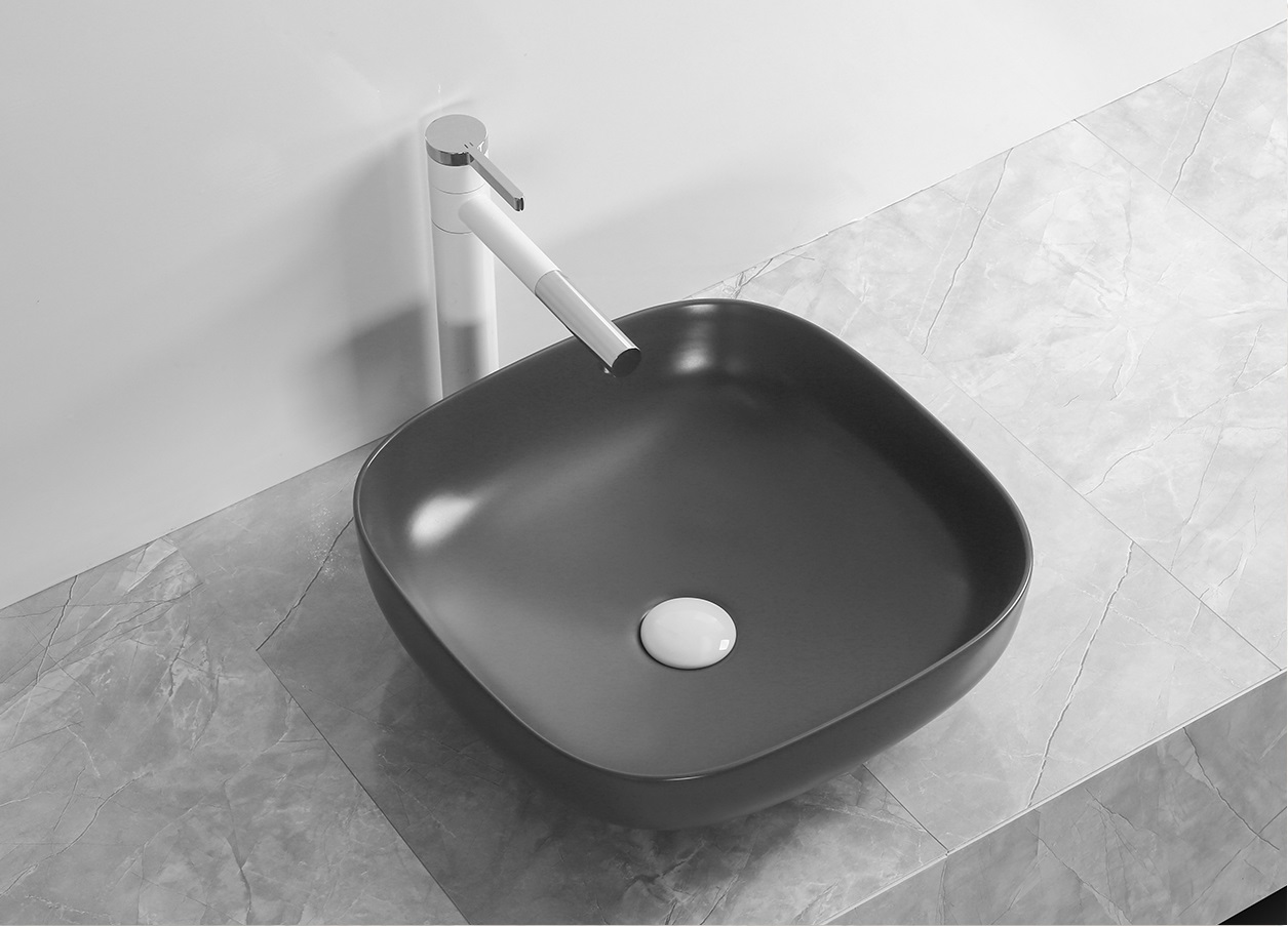 Раковина CR2677 накладная, черный матовый, квадратная 420х420х140 Ceruttispa